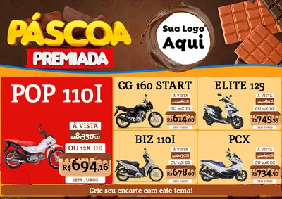 Modelo de Encarte para Encarte A4 Horizontal com o tema Páscoa Premiada para Concessionaria de Motos
