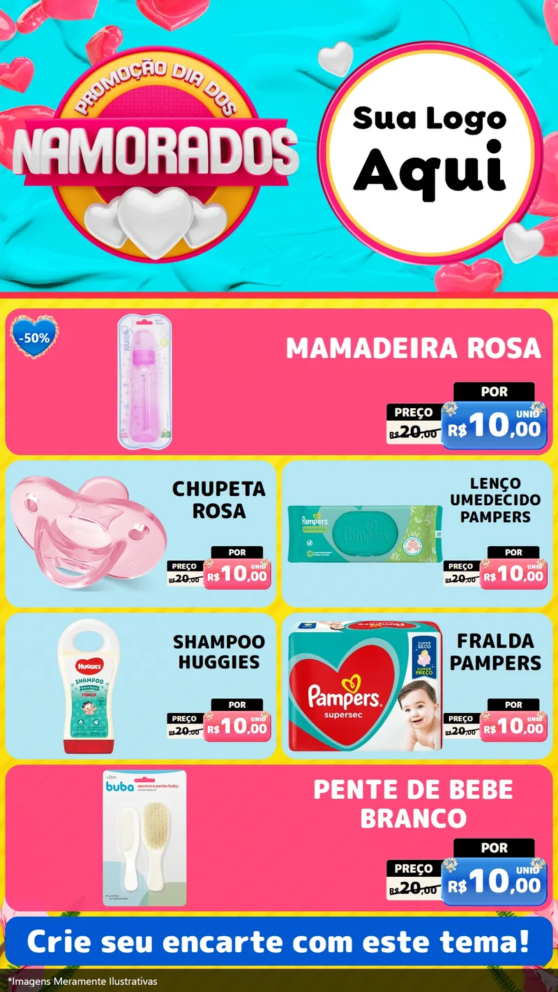 Modelo de TV para TV Vertical com o tema Promoção Dia dos Namorados para Bebês