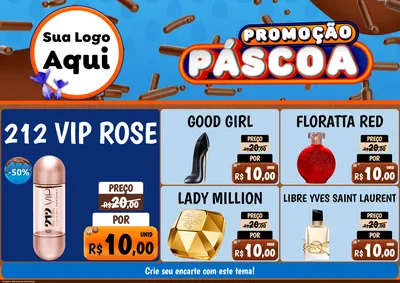 Modelo de Encarte para Encarte A4 Horizontal com o tema Promoção Páscoa para Perfumes