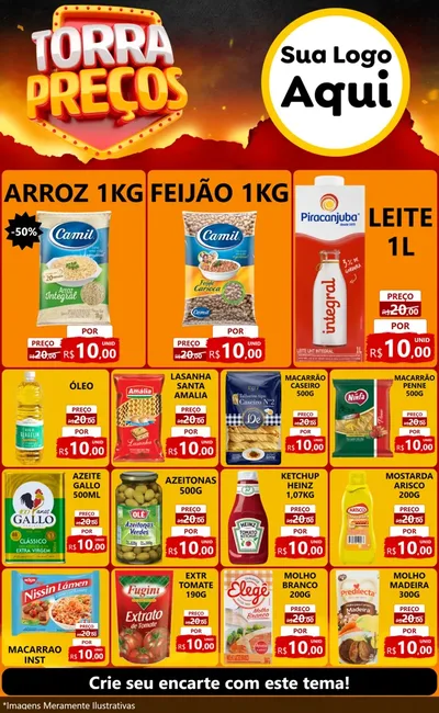 Modelo de Encarte para Encarte Grande com o tema Torra Preços para Supermercado