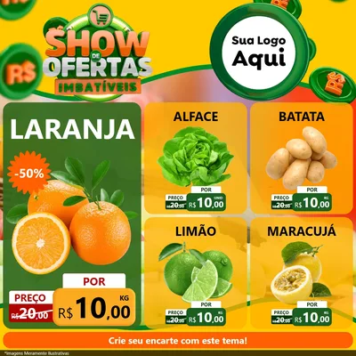 Modelo de Rede Social para Feed Facebook com o tema Show de Ofertas Imbatíveis para Hortifrúti
