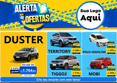 Modelo de Encarte para Encarte A4 Horizontal com o tema Alerta de Ofertas para Concessionaria de Carros