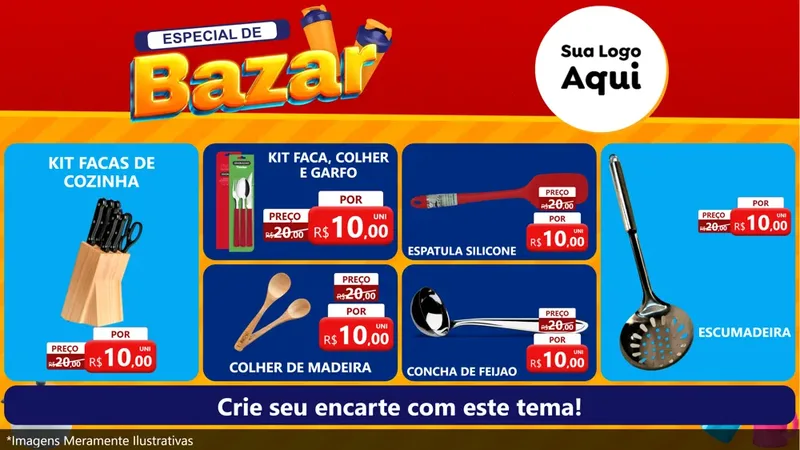 Modelo de TV para TV Horizontal com o tema Especial de Bazar para Utilidades Domésticas
