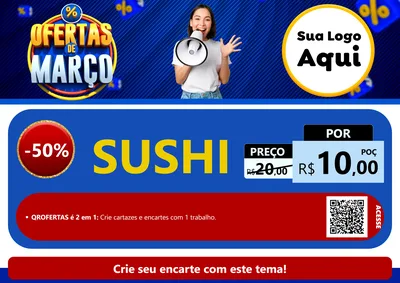 Modelo de Cartaz para Cartaz A4 Horizontal com o tema Ofertas de Março para Comida japonesa