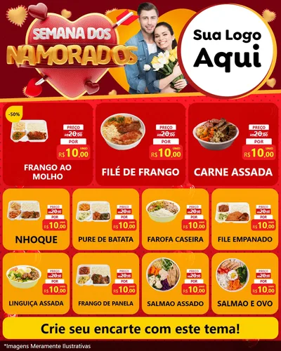 Modelo de Rede Social para Feed Instagram com o tema Semana dos Namorados para Restaurante