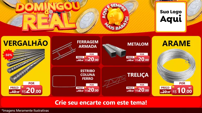 Modelo de TV para TV Horizontal com o tema Domingou do Real para Ferragens