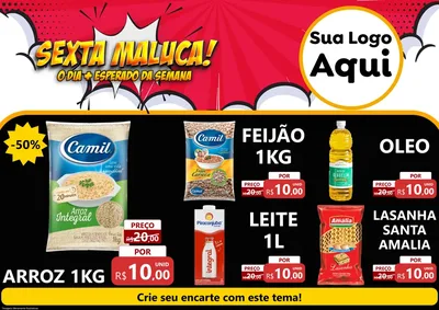 Modelo de Encarte para Encarte A4 Horizontal com o tema Sexta Maluca! para Supermercado