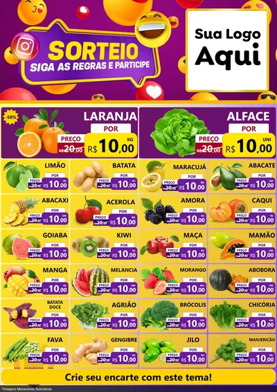 Modelo de Encarte para Encarte A4 Vertical com o tema Sorteio para Hortifrúti