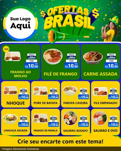 Modelo de Rede Social para Feed Instagram com o tema Ofertas Semana do Brasil para Restaurante