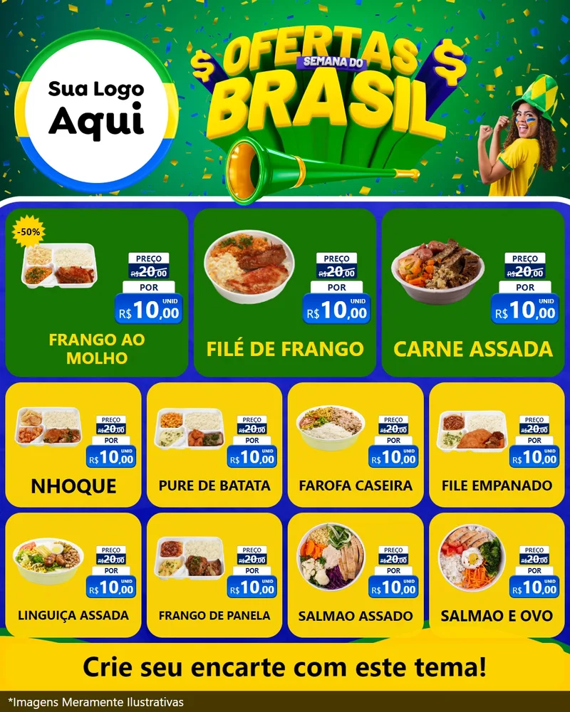 Modelo de Rede Social para Feed Instagram com o tema Ofertas Semana do Brasil para Restaurante
