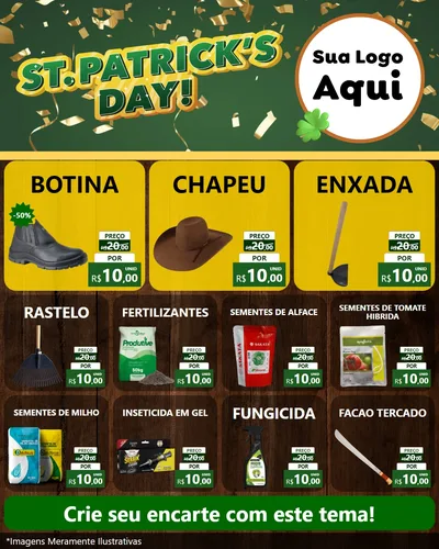 Modelo de Rede Social para Feed Instagram com o tema St Patriks Day para Agropecuária
