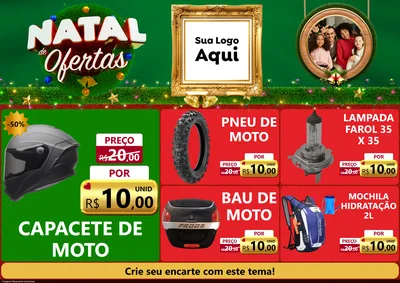 Modelo de Encarte para Encarte A4 Horizontal com o tema Natal de Ofertas para Moto peças