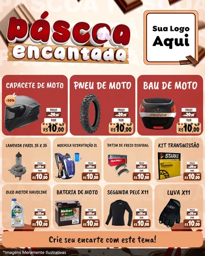 Modelo de Rede Social para Feed Instagram com o tema Páscoa Encantada para Moto peças