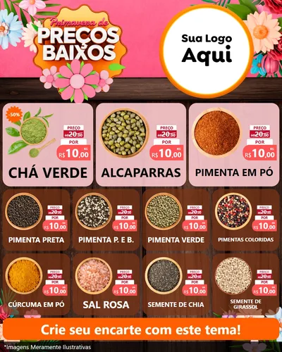 Modelo de Rede Social para Feed Instagram com o tema Primavera de Preços Baixos para Produtos Naturais