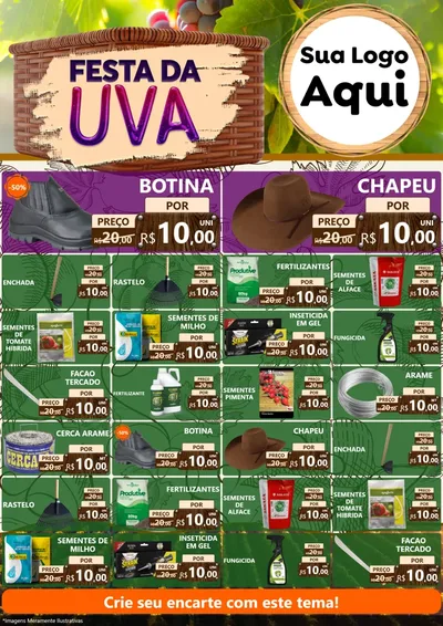 Modelo de Encarte para Encarte A4 Vertical com o tema Festa da Uva para Agropecuária
