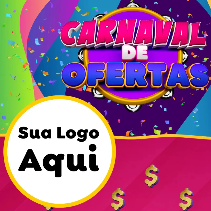 Modelo de Rede Social para Feed Facebook com o tema Carnaval de Ofertas para Supermercado
