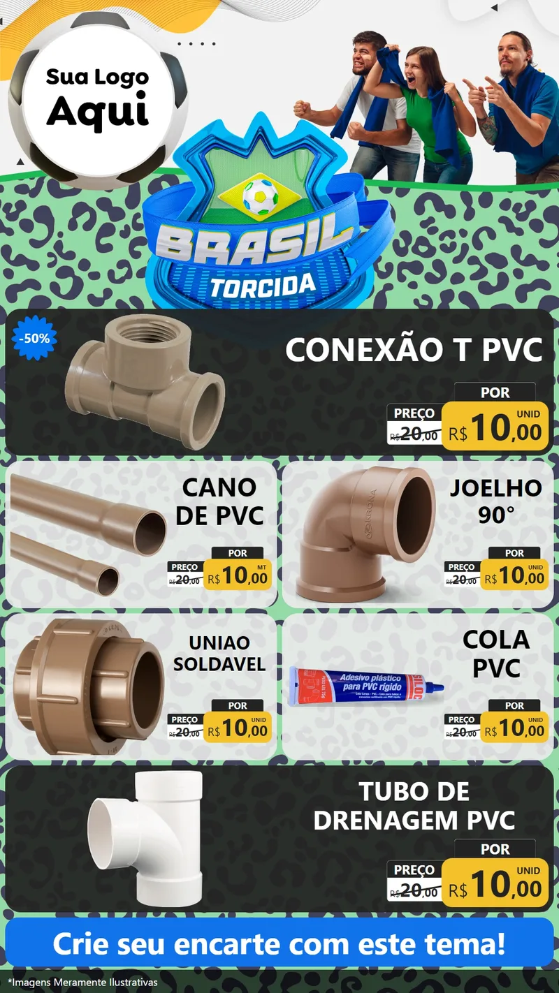 Modelo de TV para TV Vertical com o tema Brasil Torcida - Copa para Tubos e conexões