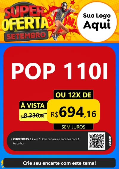 Modelo de Cartaz para Cartaz A4 Vertical com o tema Super Oferta Setembro para Concessionaria de Motos