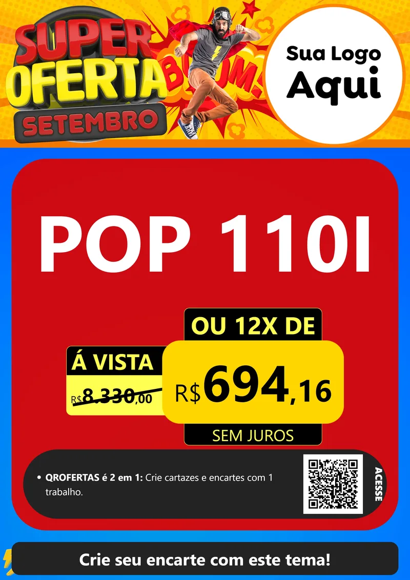 Modelo de Cartaz para Cartaz A4 Vertical com o tema Super Oferta Setembro para Concessionaria de Motos
