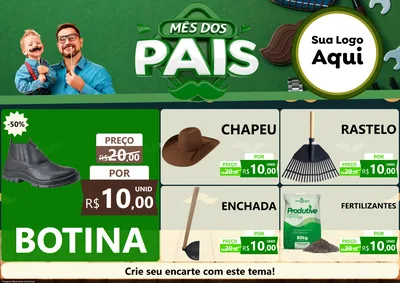 Modelo de Encarte para Encarte A4 Horizontal com o tema Mês dos Pais para Agropecuária