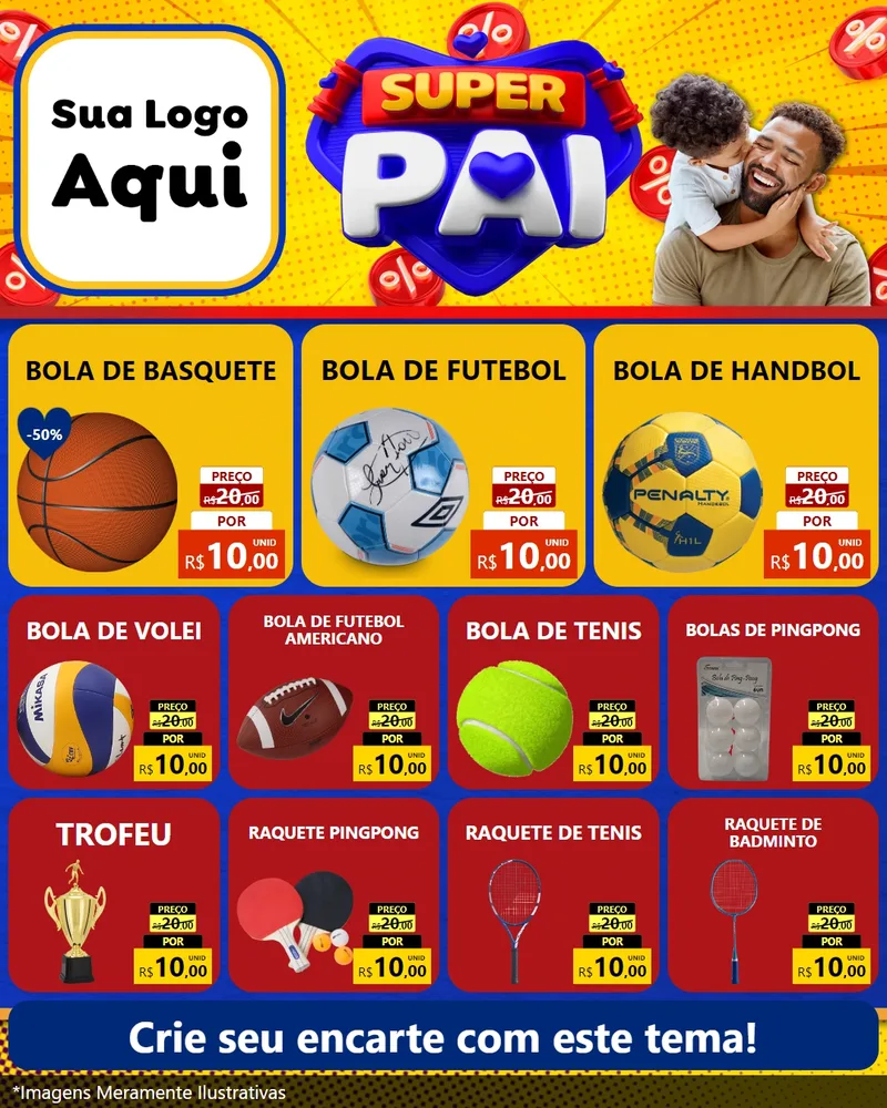 Modelo de Rede Social para Feed Instagram com o tema Super Pai para Artigos Esportivos