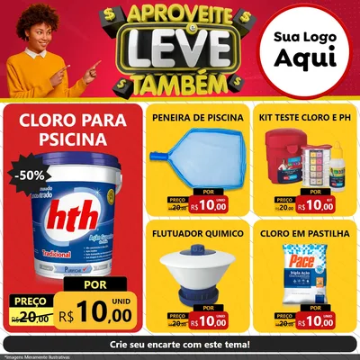 Modelo de Rede Social para Feed Facebook com o tema Aproveite e Leve Também para Produtos para Piscina