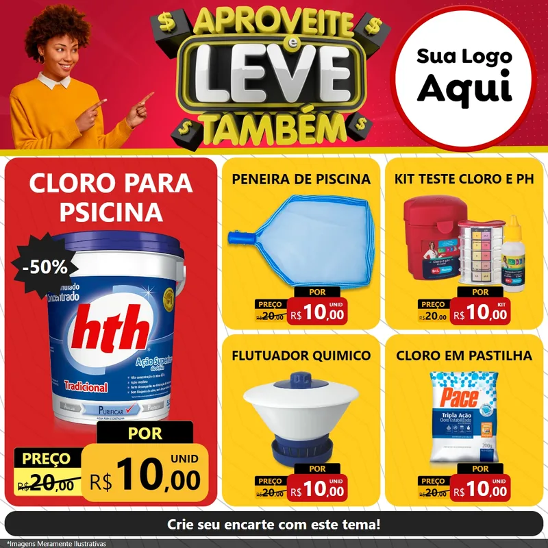 Modelo de Rede Social para Feed Facebook com o tema Aproveite e Leve Também para Produtos para Piscina