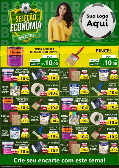 Modelo de Encarte para Encarte A4 Vertical com o tema Seleção de Economia - Copa para Tintas e Ferramentas