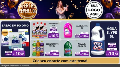 Modelo de TV para TV Horizontal com o tema Ofertas de Réveillon para Produtos de Limpeza