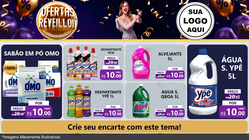Modelo de TV para TV Horizontal com o tema Ofertas de Réveillon para Produtos de Limpeza