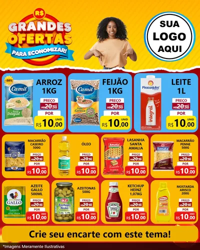 Modelo de Rede Social para Feed Instagram com o tema Grandes Ofertas Para Economizar! para Supermercado