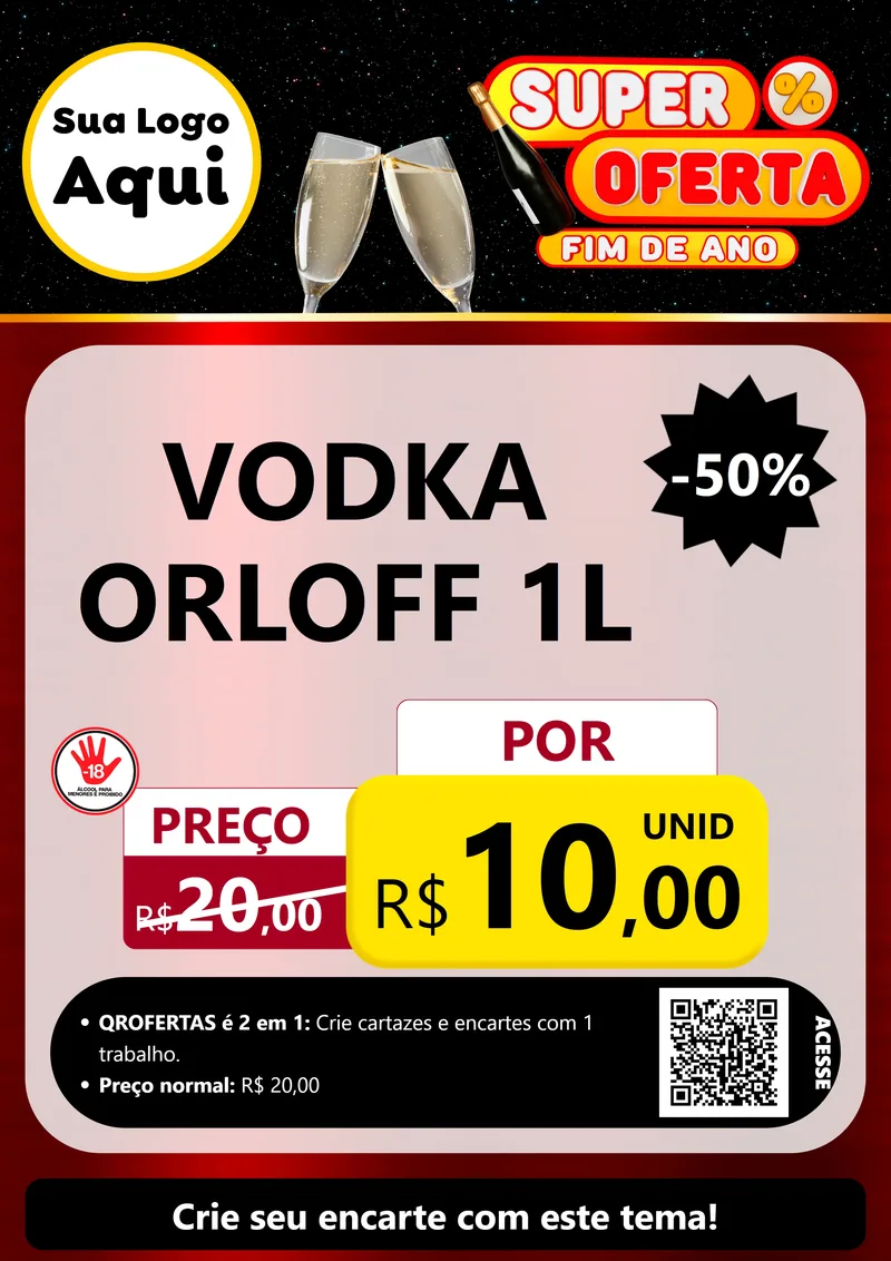 Modelo de Cartaz para Cartaz A4 Vertical com o tema Super Oferta Fim de Ano para Distribuidora de bebidas