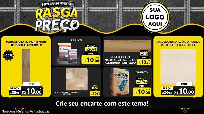 Modelo de TV para TV Horizontal com o tema Fim de Semana Rasga Preço para Pisos e revestimentos