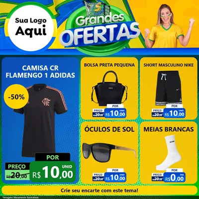 Modelo de Rede Social para Feed Facebook com o tema Grandes Ofertas para Roupas e acessórios