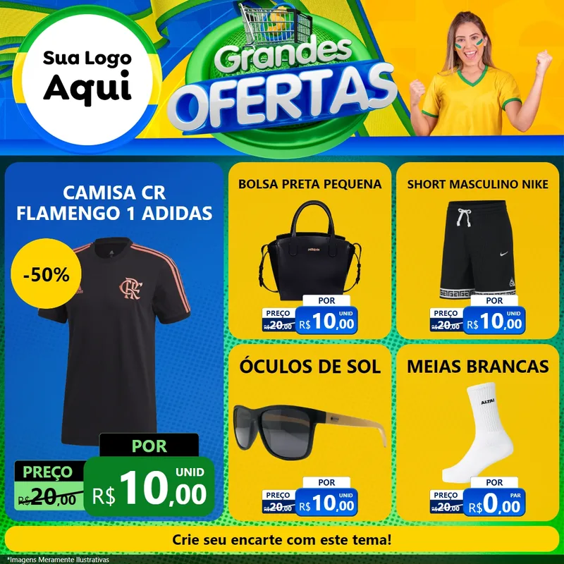 Modelo de Rede Social para Feed Facebook com o tema Grandes Ofertas para Roupas e acessórios