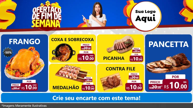 Modelo de TV para TV Horizontal com o tema Ofertaço de Fim de Semana para Assados