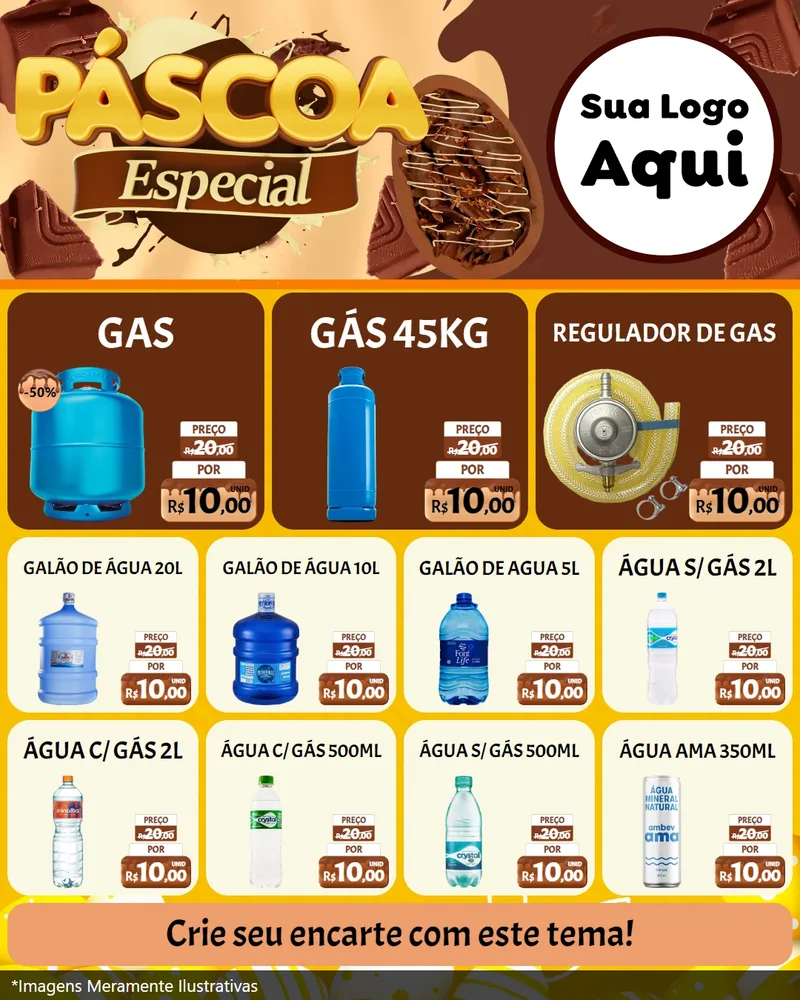Modelo de Rede Social para Feed Instagram com o tema Páscoa Especial para Água e gás