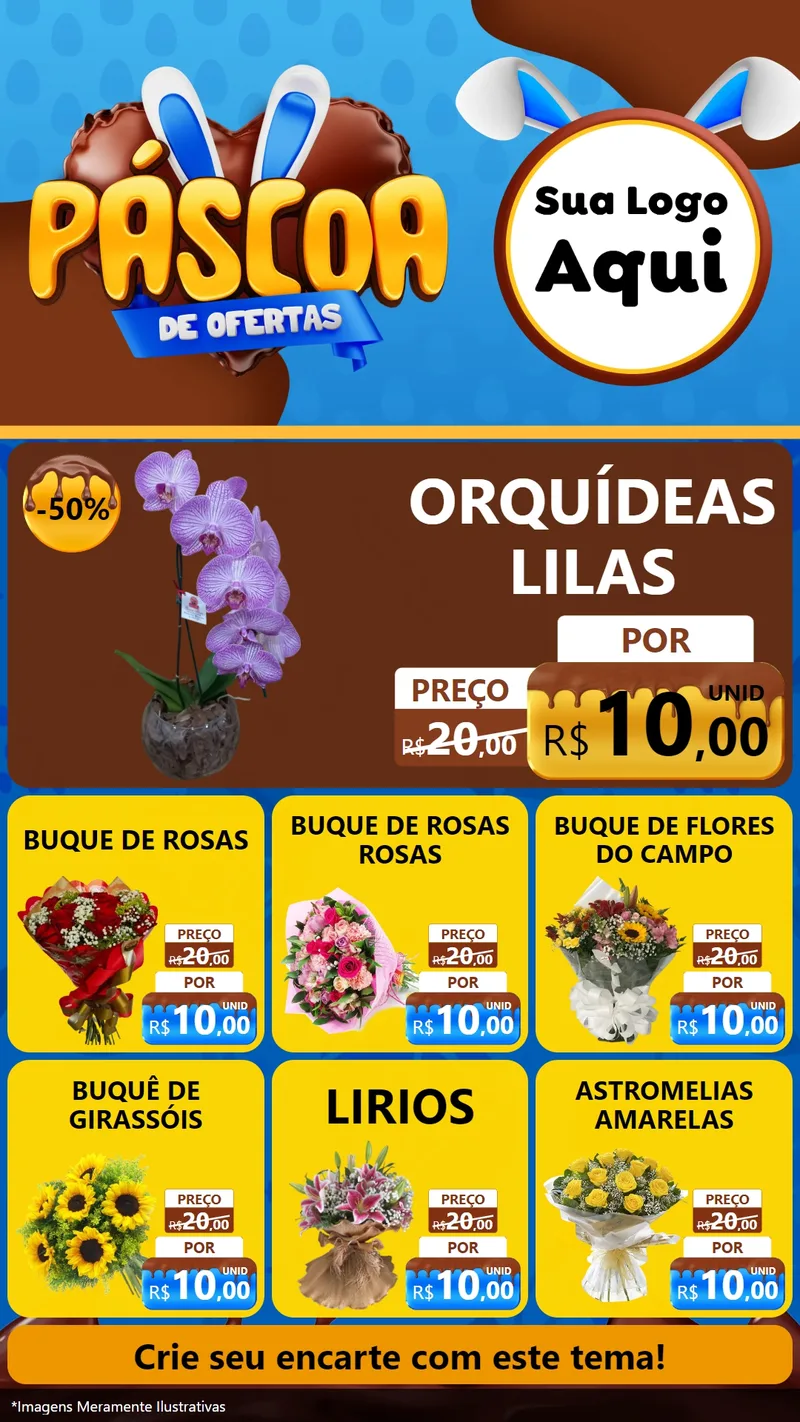 Modelo de Rede Social para Stories com o tema Páscoa de Ofertas para Floricultura e jardim