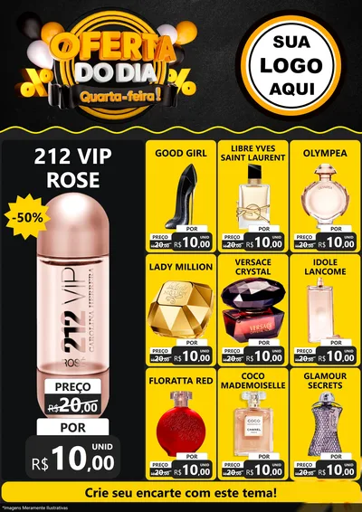 Modelo de Encarte para Encarte A4 Vertical com o tema Oferta do Dia - Quarta Feira! para Perfumes