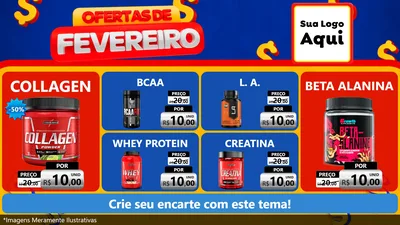 Modelo de TV para TV Horizontal com o tema Ofertas de Fevereiro para Suplementos alimentares