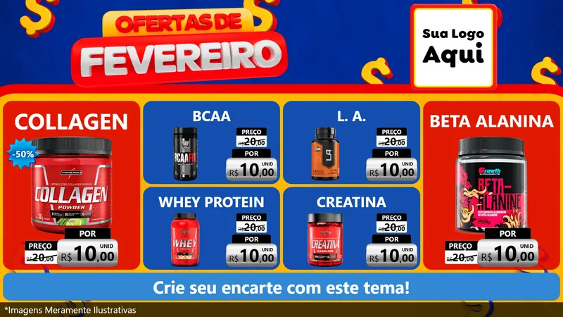 Modelo de TV para TV Horizontal com o tema Ofertas de Fevereiro para Suplementos alimentares