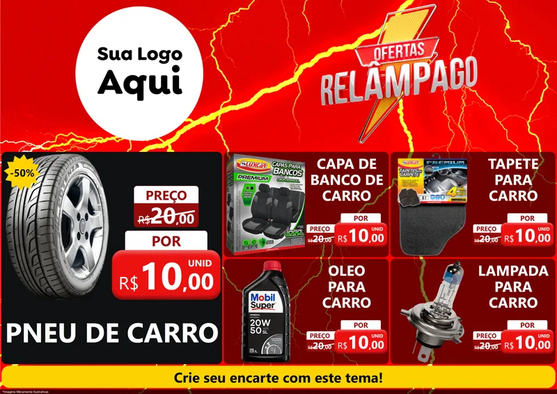 Modelo de Encarte para Encarte A4 Horizontal com o tema Ofertas Relâmpago para Auto peças