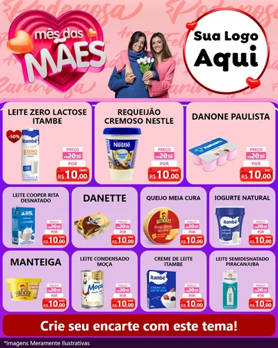 Modelo de Rede Social para Feed Instagram com o tema Mês Das Mães para Frios e Laticínios