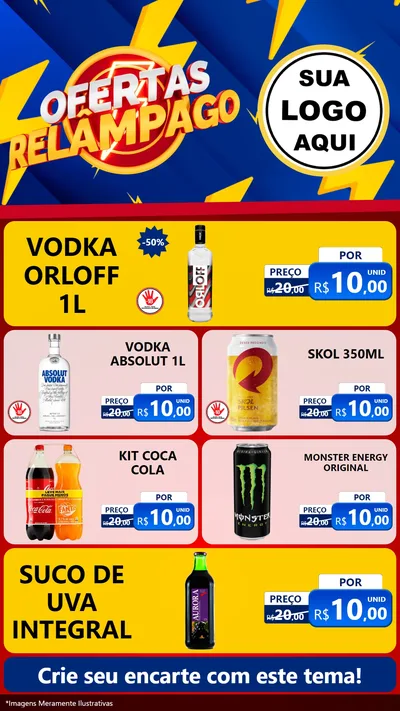 Modelo de TV para TV Vertical com o tema Ofertas Relâmpago para Distribuidora de bebidas
