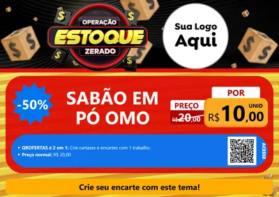 Modelo de Cartaz para Cartaz A4 Horizontal com o tema Operação Estoque Zerado para Produtos de Limpeza