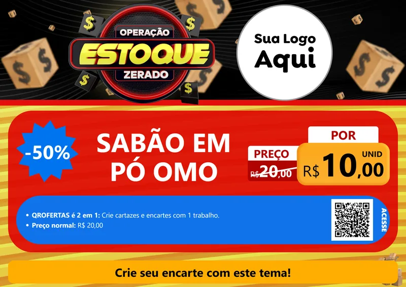 Modelo de Cartaz para Cartaz A4 Horizontal com o tema Operação Estoque Zerado para Produtos de Limpeza