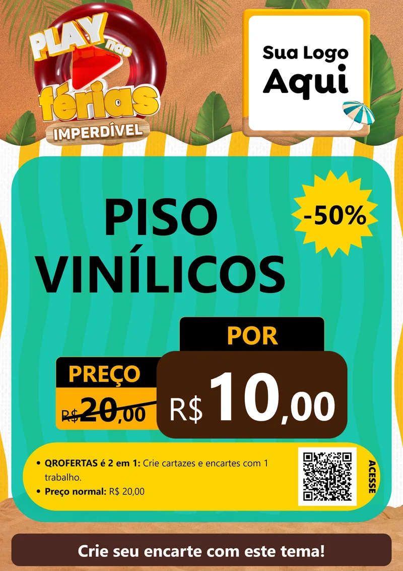 Modelo de Cartaz para Cartaz A4 Vertical com o tema Play Nas Férias Imperdível para Material para Construção