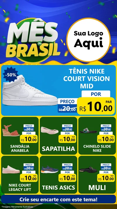 Modelo de Rede Social para Stories com o tema Mês do Brasil para Calçados