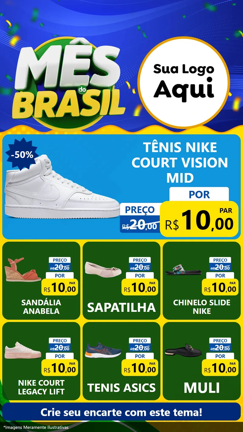 Modelo de Rede Social para Stories com o tema Mês do Brasil para Calçados