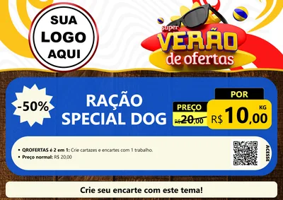 Modelo de Cartaz para Cartaz A4 Horizontal com o tema Super Verão de Ofertas para Pet Shop